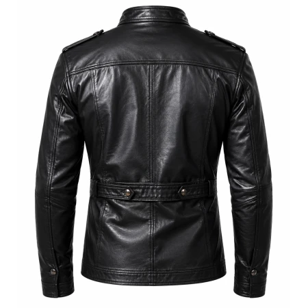 Mens Black Leather Field Jacket | America Suits